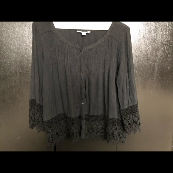 American Eagle Outfitters Boho Black Top - Picture 1 of 6